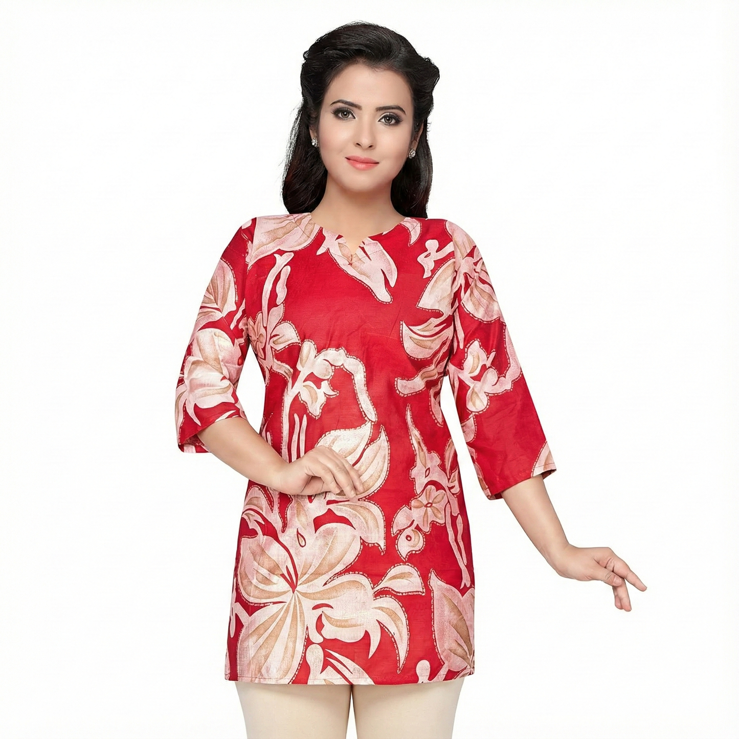 Vatican Floral Print Straight Short Kurti Top – Stylish Women’s Ethnic Wear ZENZTEES