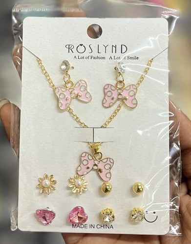 ๐ฆ Pink Butterfly Fashion Jewellery Combo Set