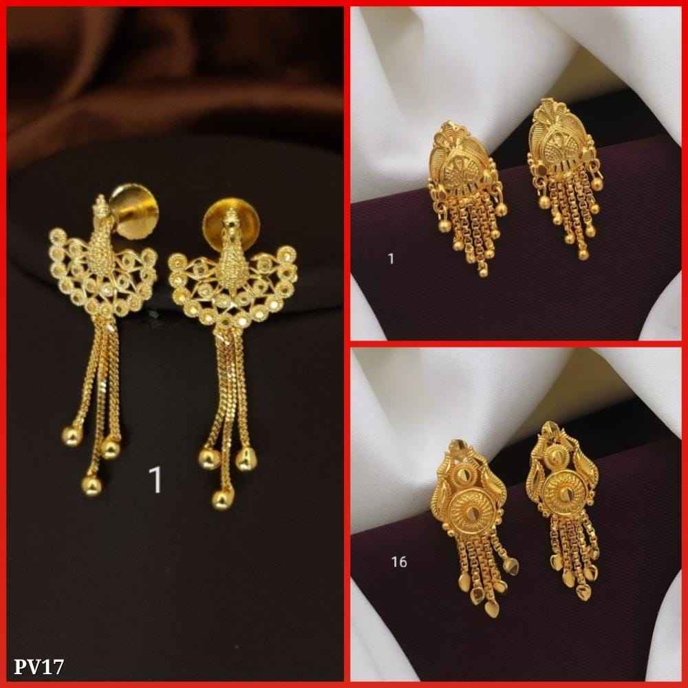 Gold-Plated Peacock Earrings with Combo Pack of 3 Stylish Earrings for Women & Girls