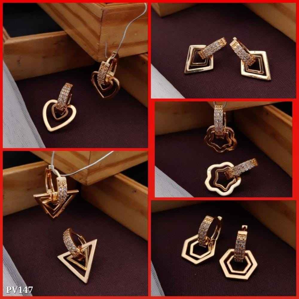 Rose Gold Plated AD Stylish Earrings – Combo Pack of 5 Pairs for Women & Girls