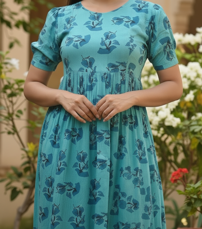 Floral Printed Cotton Maternity Dress – Soft & Comfortable Pregnancy Wear for Women