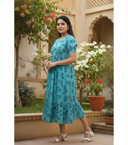 Floral Printed Cotton Maternity Dress – Soft & Comfortable Pregnancy Wear for Women