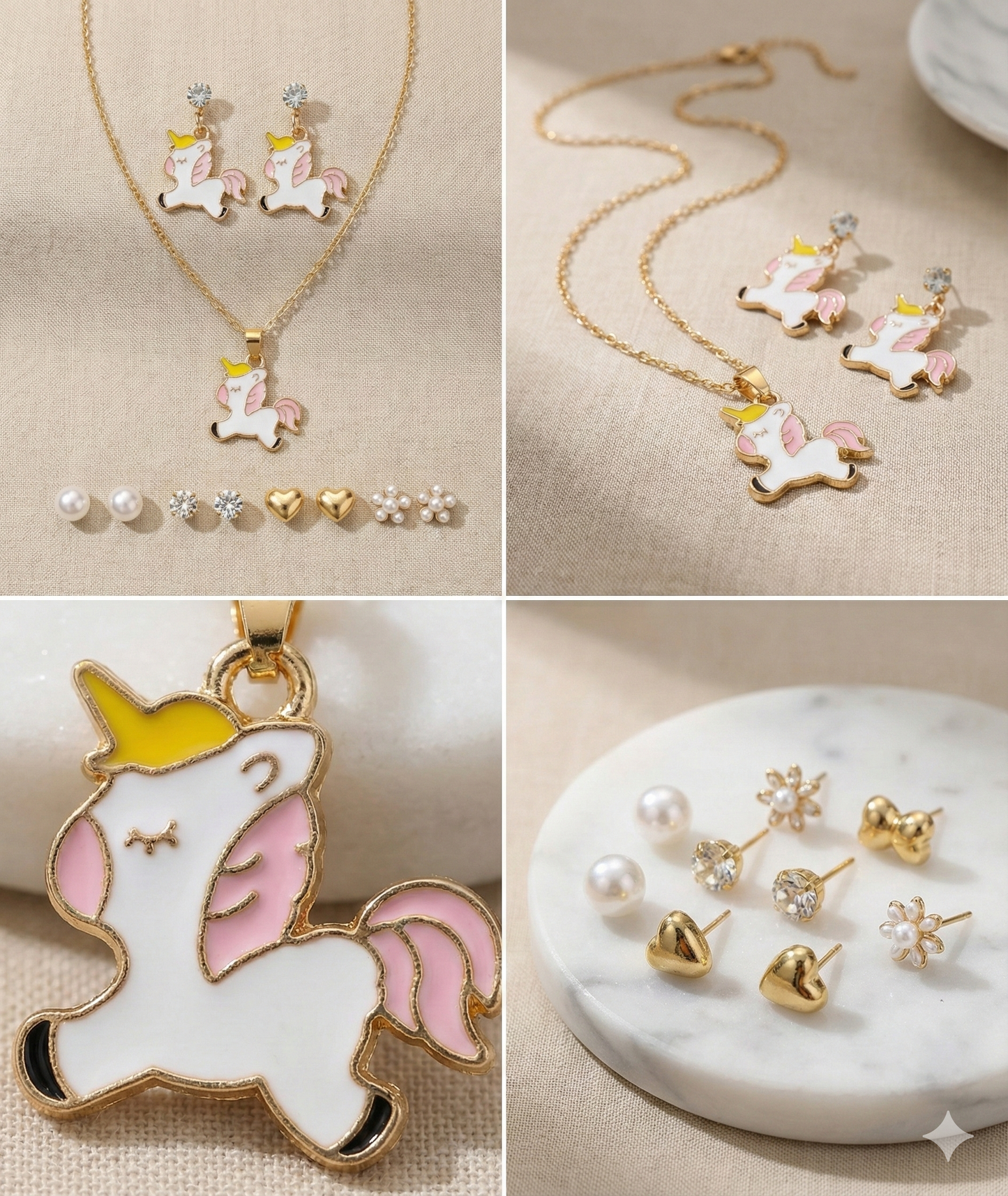 🦄 Cute Unicorn Fashion Jewellery Combo Set