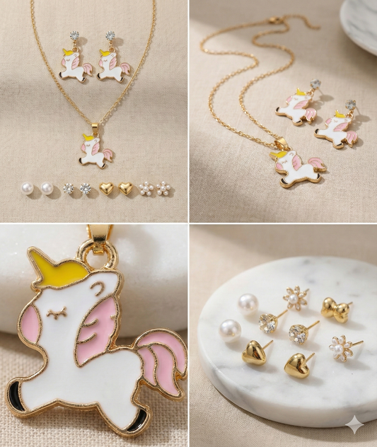 🦄 Cute Unicorn Fashion Jewellery Combo Set