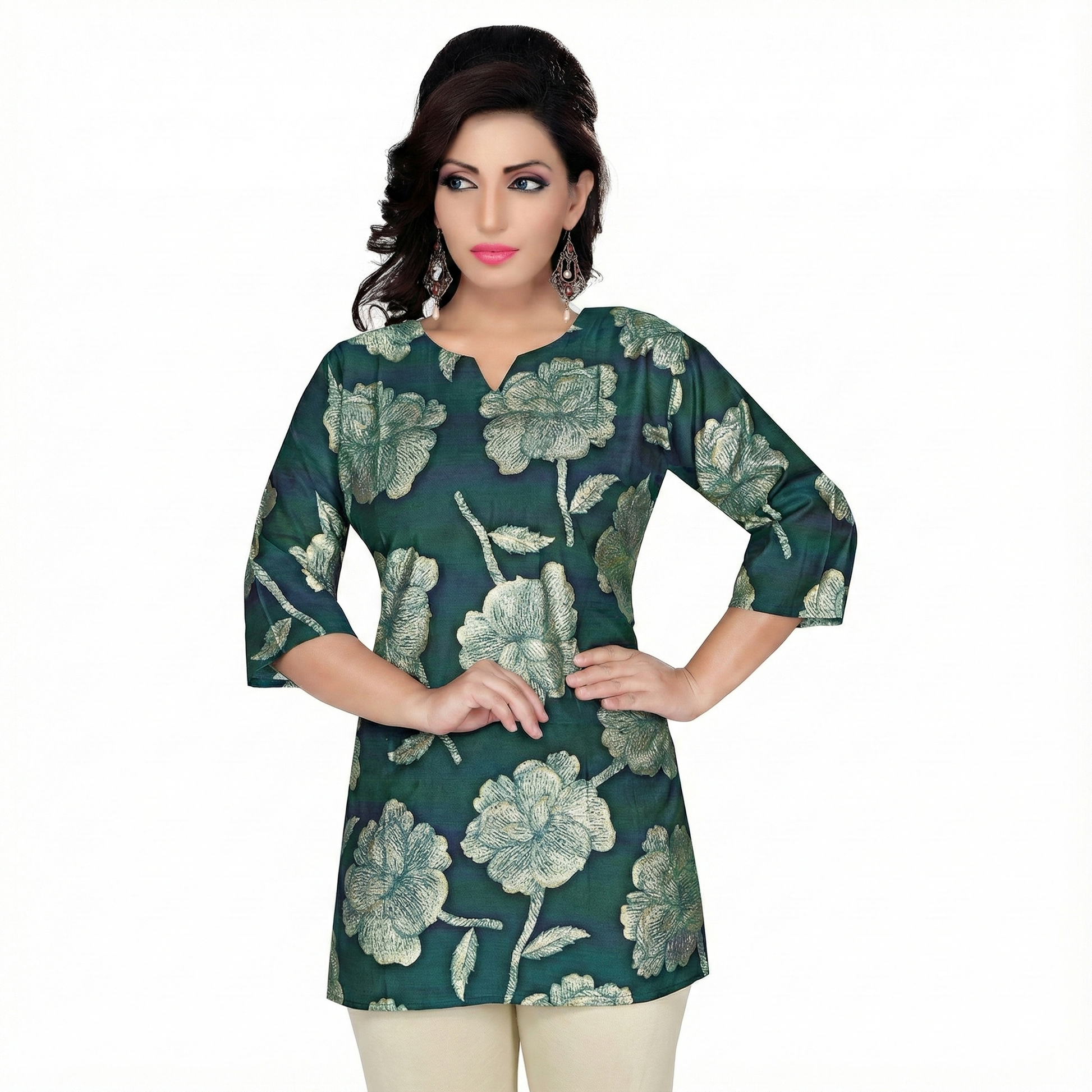 Vatican Floral Print Straight Short Kurti Top – Stylish Women’s Ethnic Wear ZENZTEES