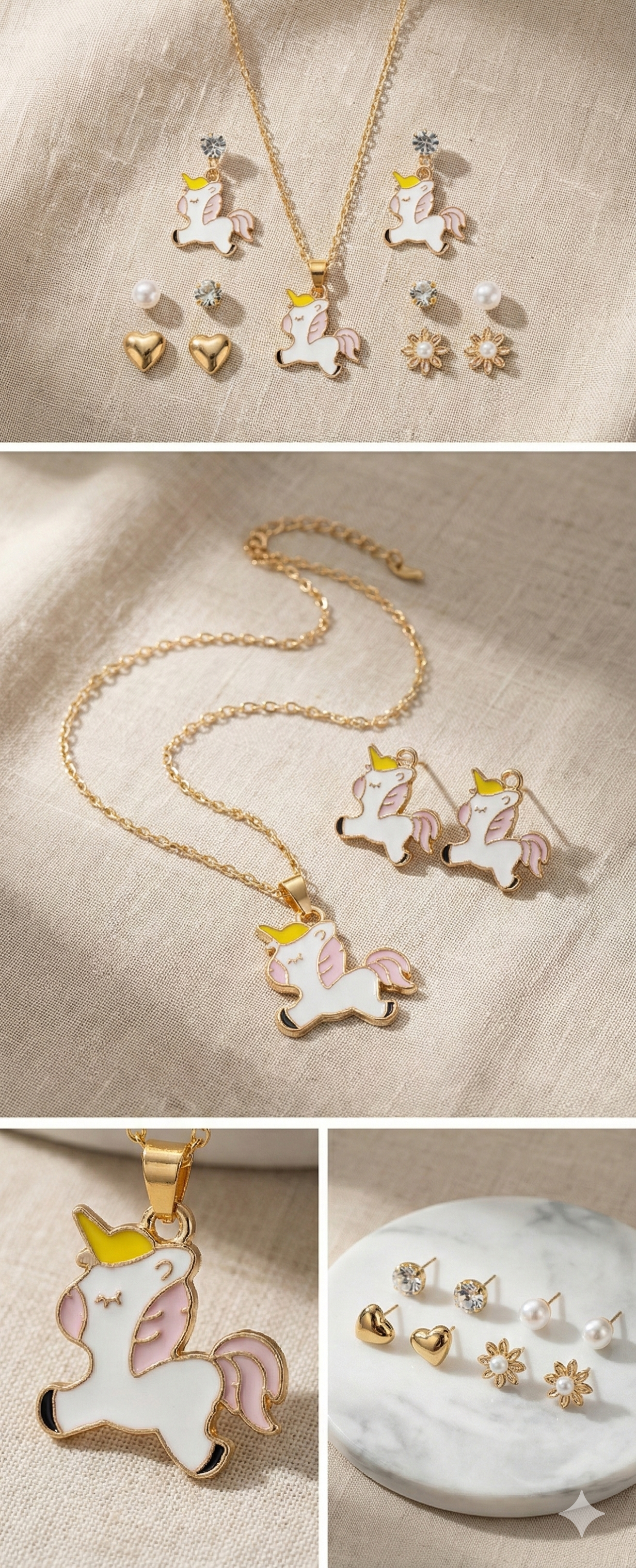 🦄 Cute Unicorn Fashion Jewellery Combo Set