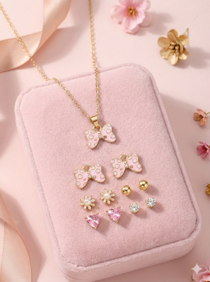 🦋 Pink Butterfly Fashion Jewellery Combo Set
