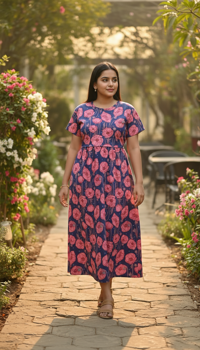 Elegant Floral Maternity Dress | Soft & Comfortable Pregnancy Wear  Casual Floral Maternity Midi Dress | Everyday Pregnancy Comfort