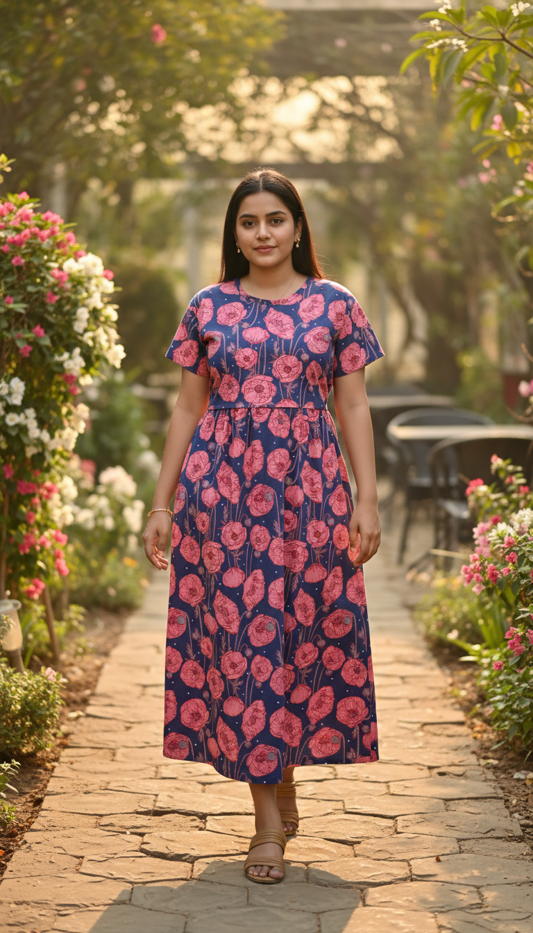 Elegant Floral Maternity Dress | Soft & Comfortable Pregnancy Wear  Casual Floral Maternity Midi Dress | Everyday Pregnancy Comfort