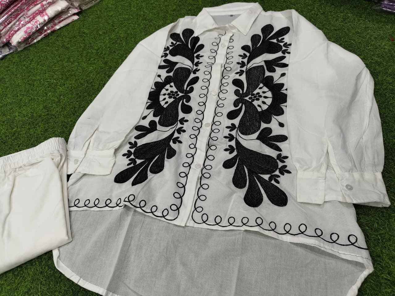 Classic Thread Embroidered Co-ords Set for Women – Stylish Top & Bottom Matching Outfit