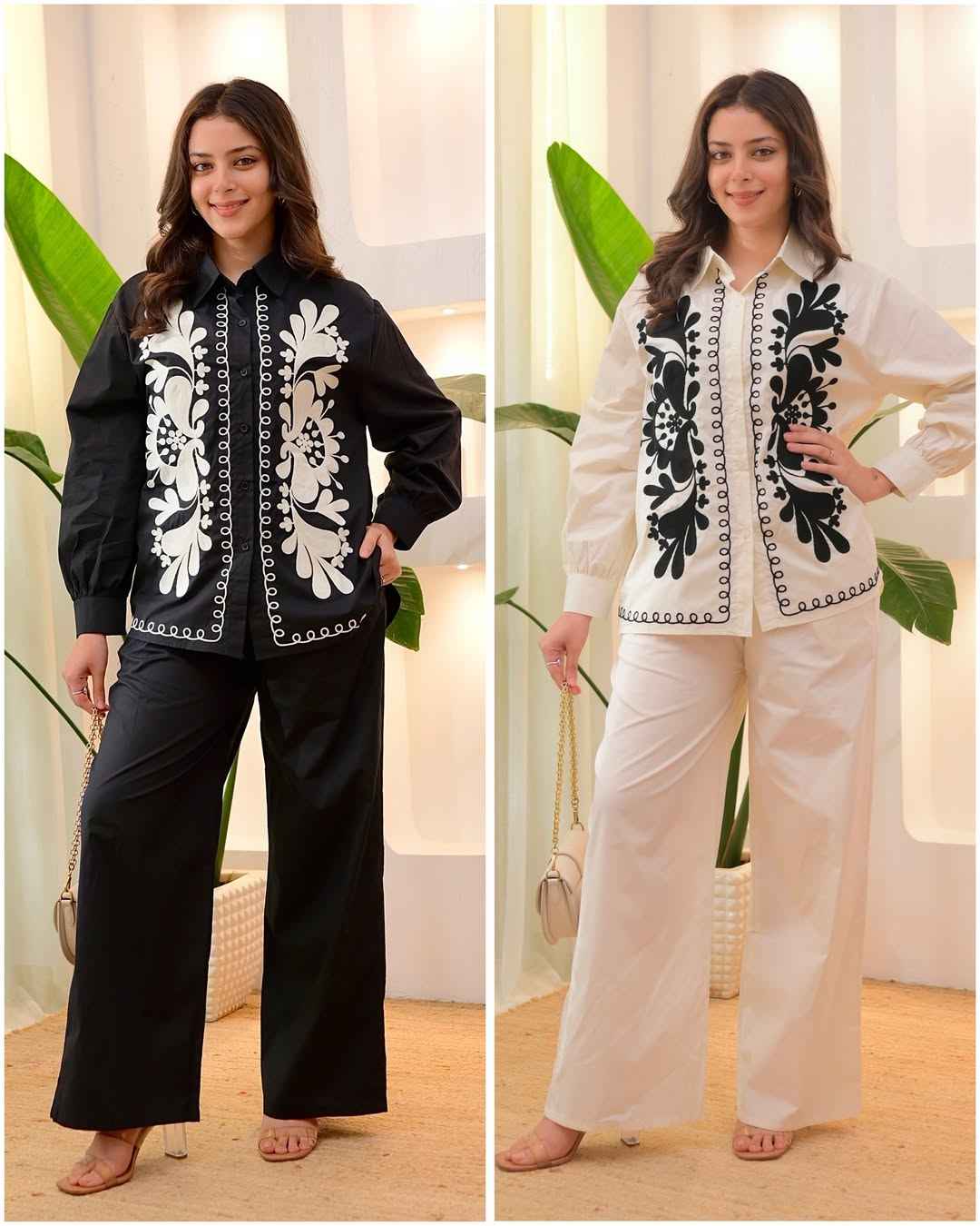 Classic Thread Embroidered Co-ords Set for Women – Stylish Top & Bottom Matching Outfit