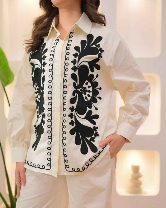 Classic Thread Embroidered Co-ords Set for Women – Stylish Top & Bottom Matching Outfit